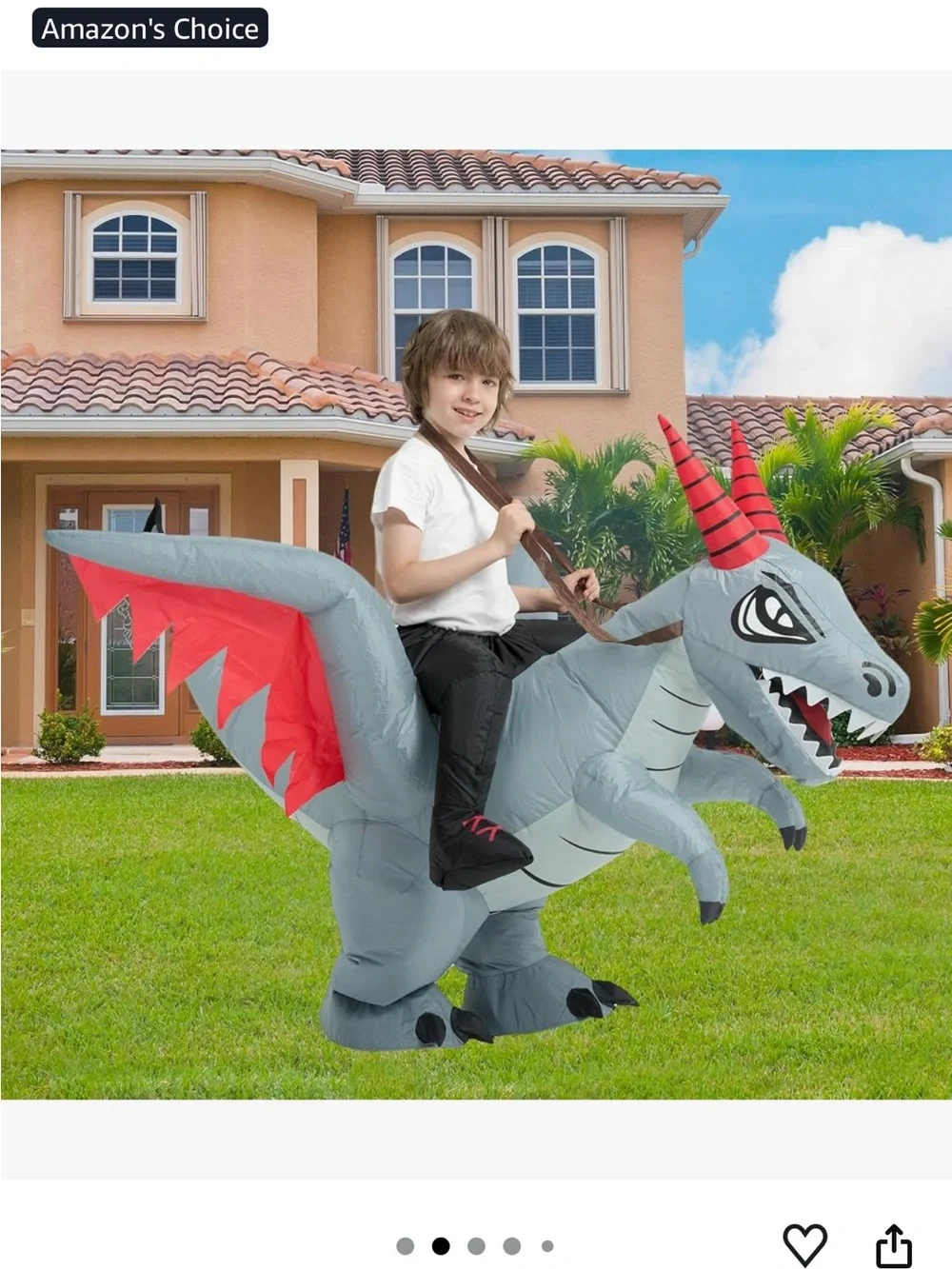Gray Inflatable Dragon Ride-On Costume for Kids